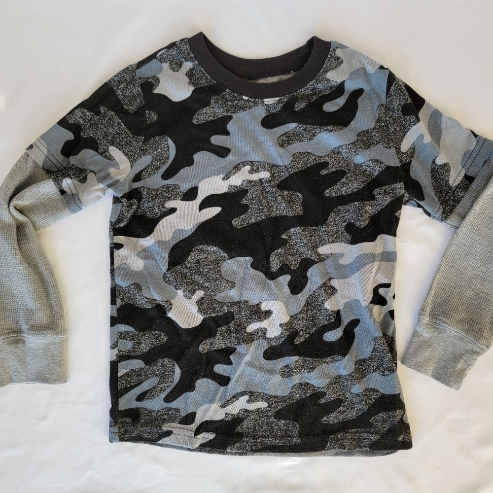 Jumping Beans Boys' Camouflage Long Sleeve Shirt, Gray, Size 6